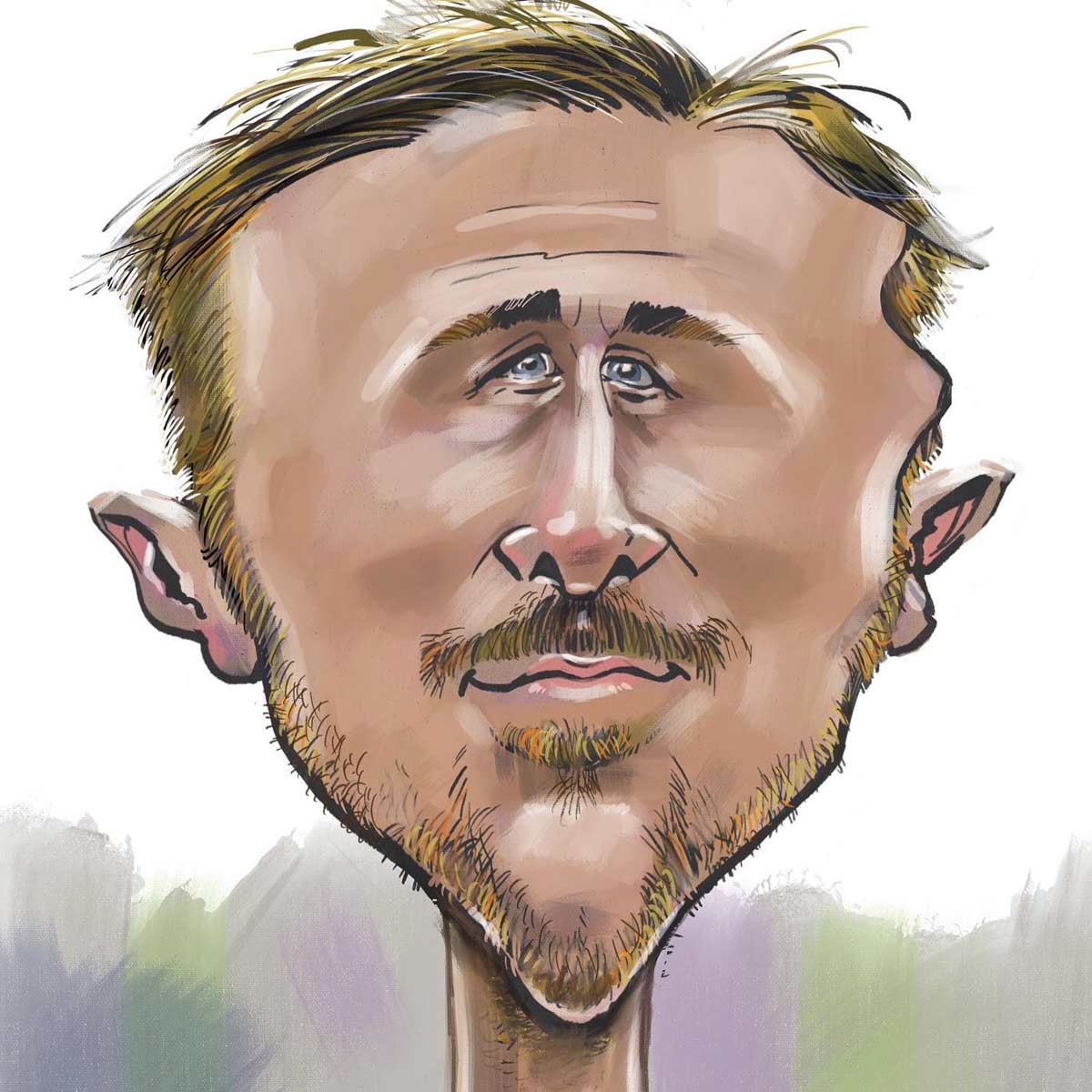 Ryan Gosling Karikatur von Schnellzeichner Arnd Hawlina