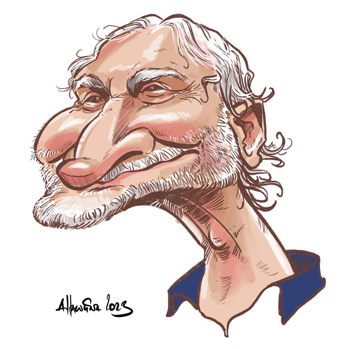 Karikatur Rudi Völler von Schnellzeichner Arnd Hawlina Karikatur Rudi Völler von Schnellzeichner Arnd Hawlina