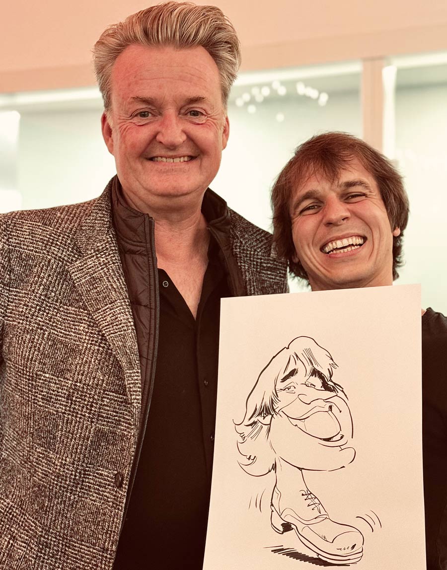 Karikaturist Arnd Hawlina und Gast auf einer Hochzeit